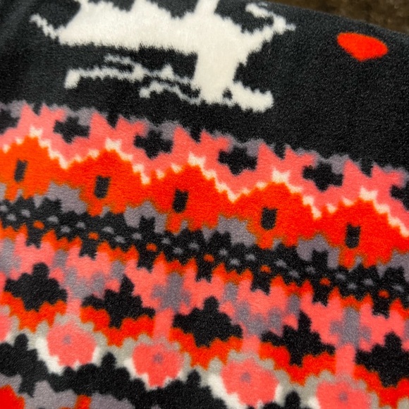 Festive Velour Red and Black Leggings, L - Picture 5 of 8